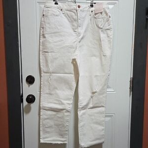 LC Lauren Conrad Cream Slim Straight Jeans